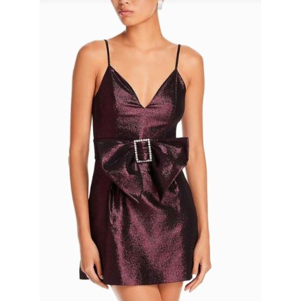 NWT Ramy Brook Ana Metallic Belted Spaghetti Strap Mini Dress 00 NWT 498